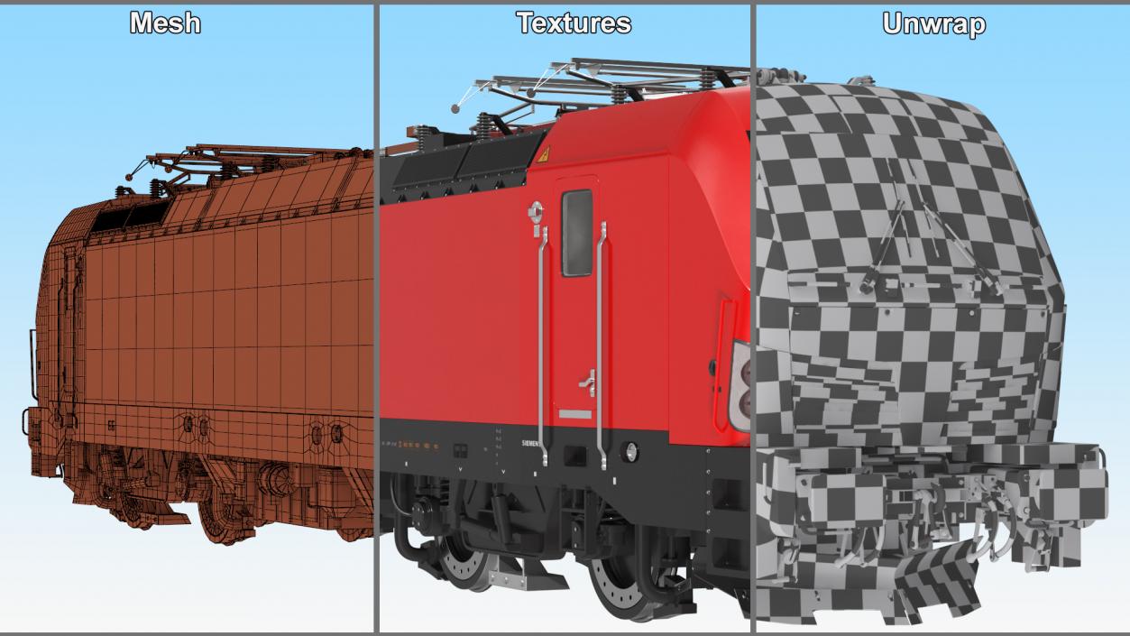 Red Siemens Vectron Locomotive Rigged 3D