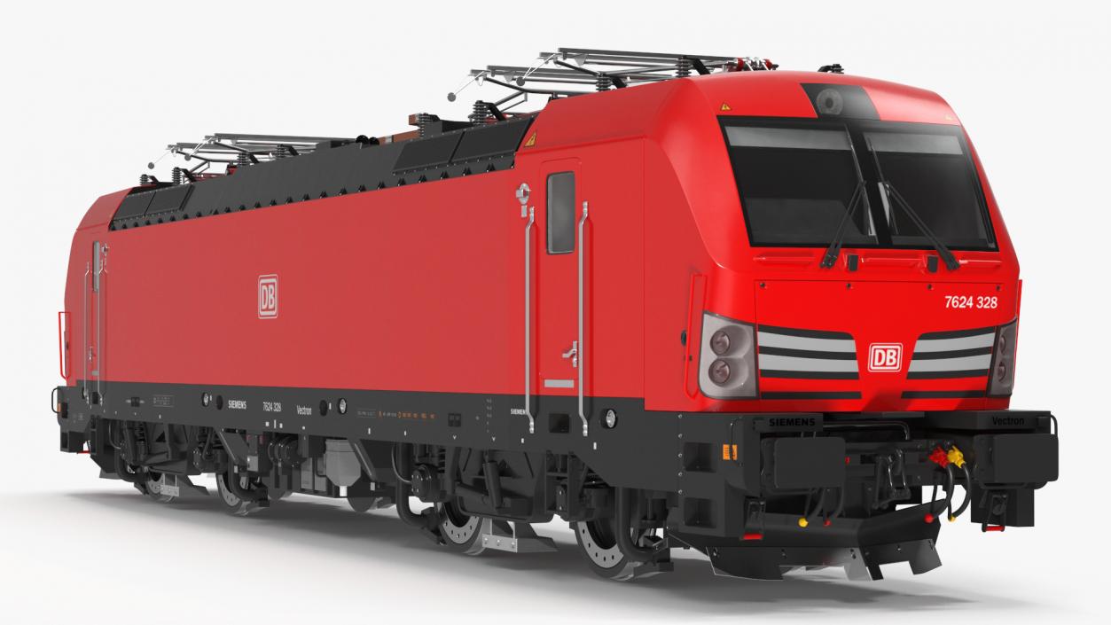 Red Siemens Vectron Locomotive Rigged 3D