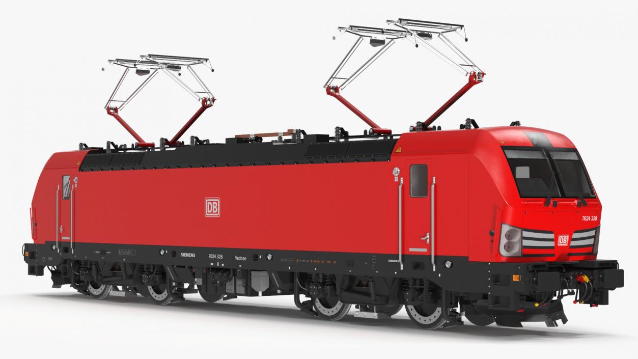 Red Siemens Vectron Locomotive Rigged 3D