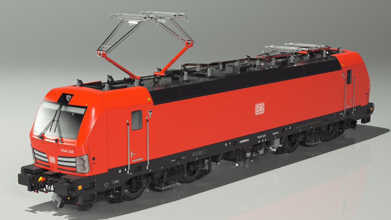 Red Siemens Vectron Locomotive Rigged 3D