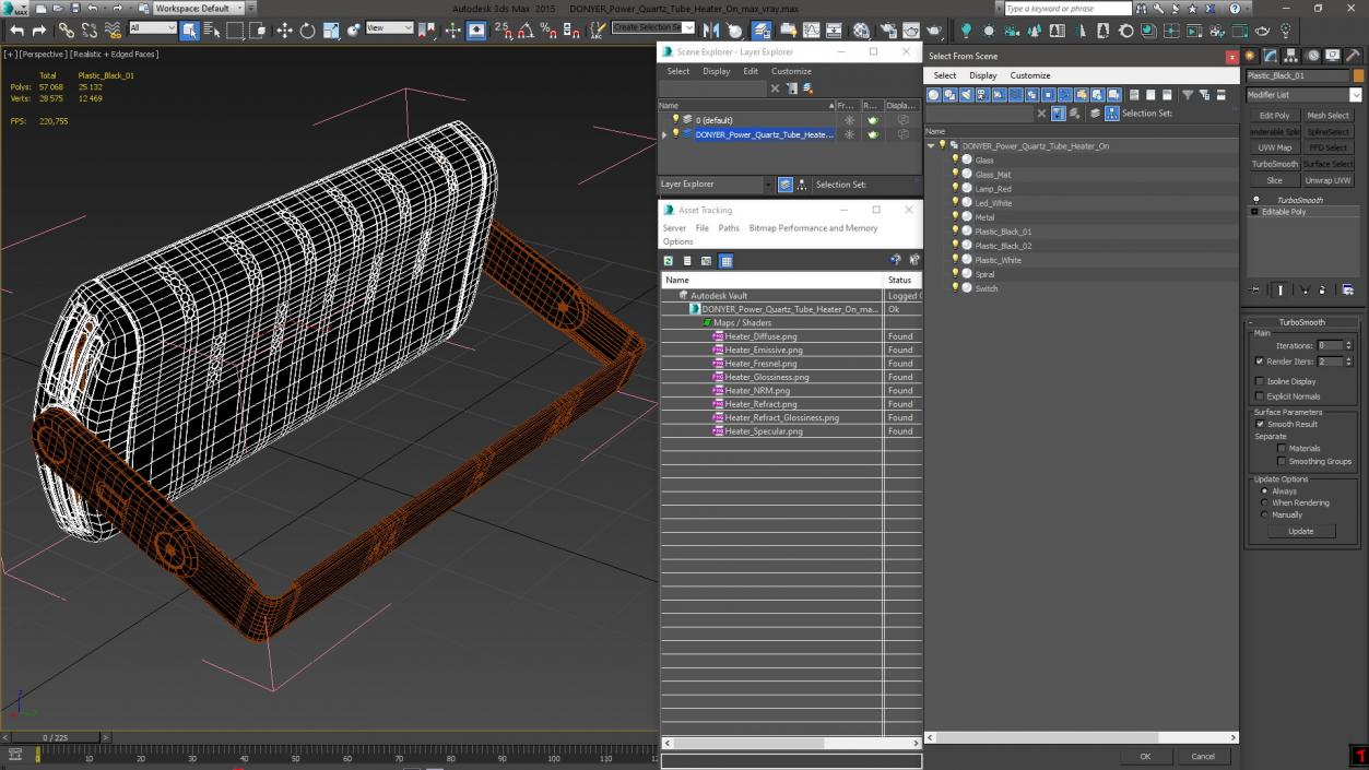 DONYER Power Quartz Tube Heater On 3D model