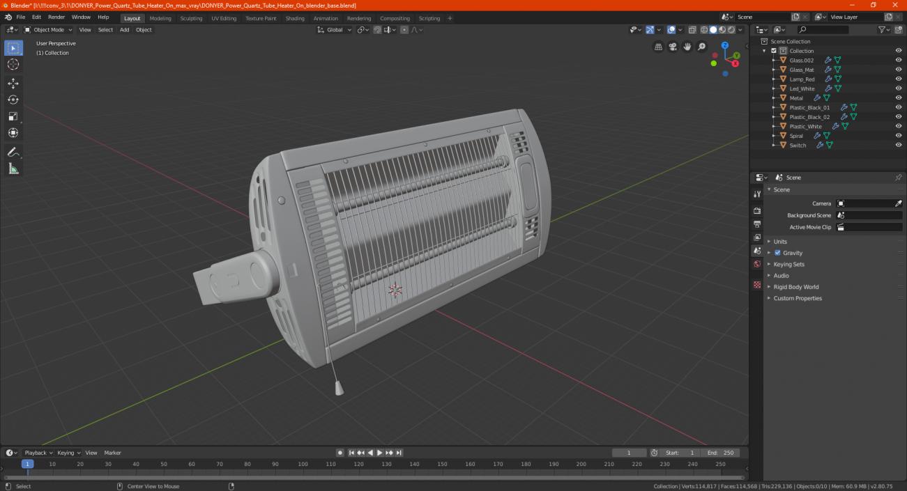 DONYER Power Quartz Tube Heater On 3D model