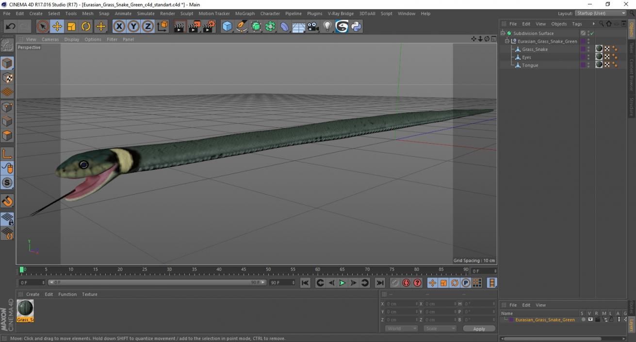 3D Eurasian Grass Snake Green 2 model