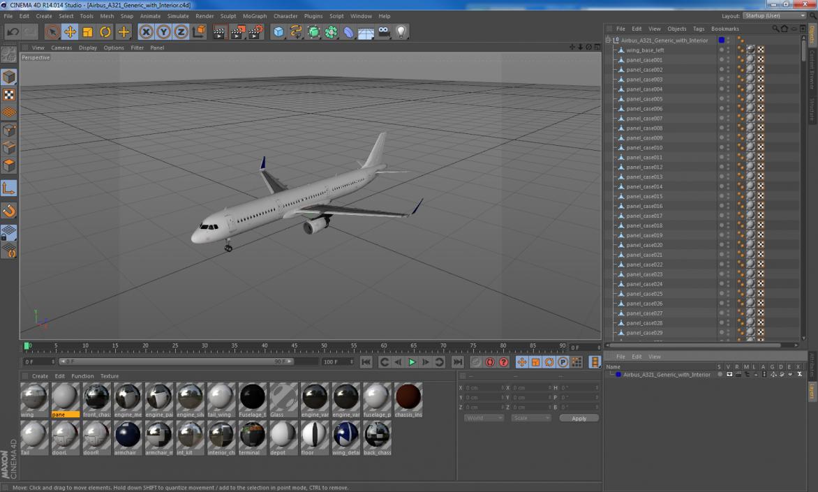 3D Airbus A321 Generic with Interior model