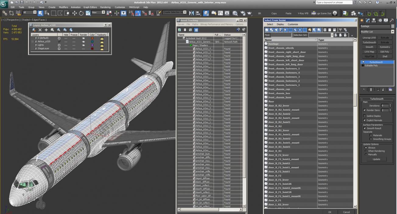 3D Airbus A321 Generic with Interior model