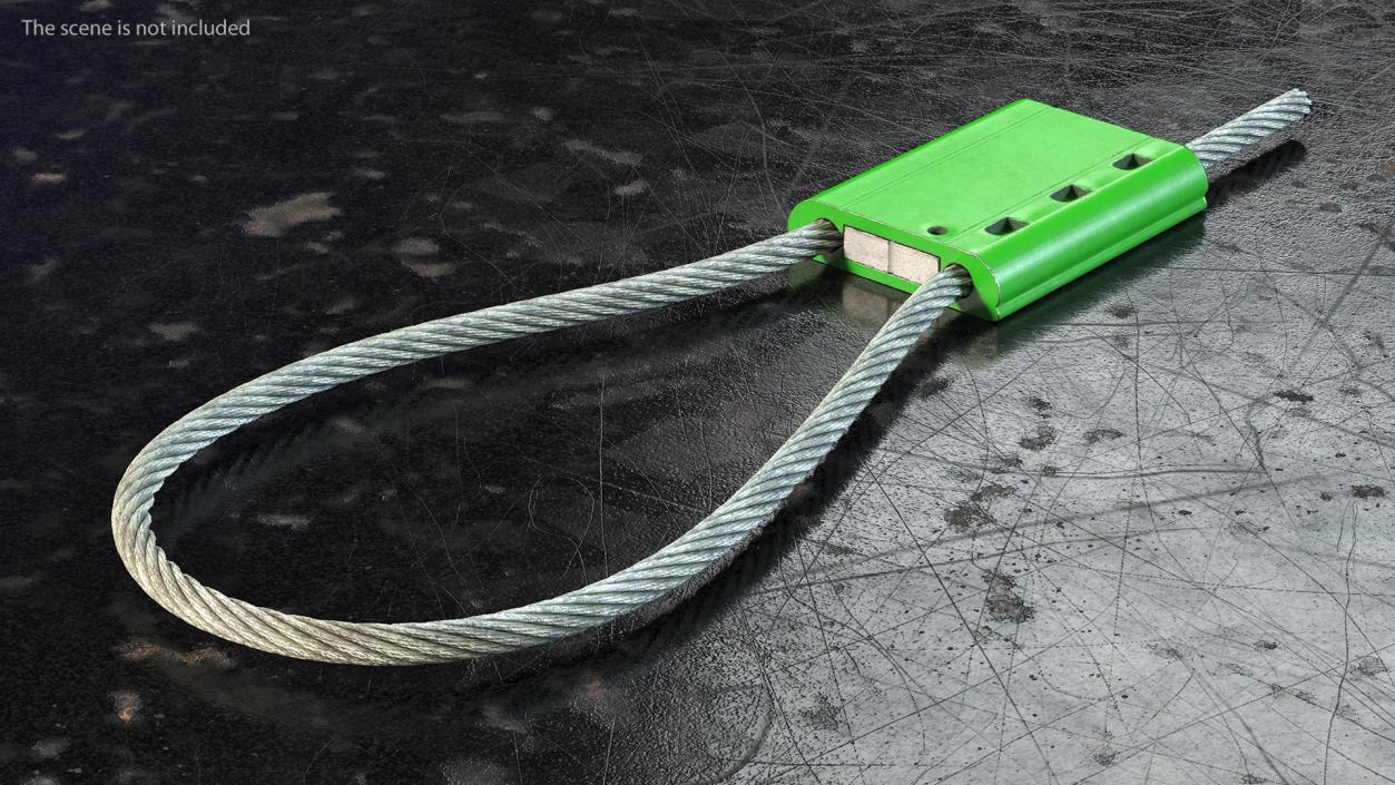 3D Green Tight Steel Cable Seal Loop model