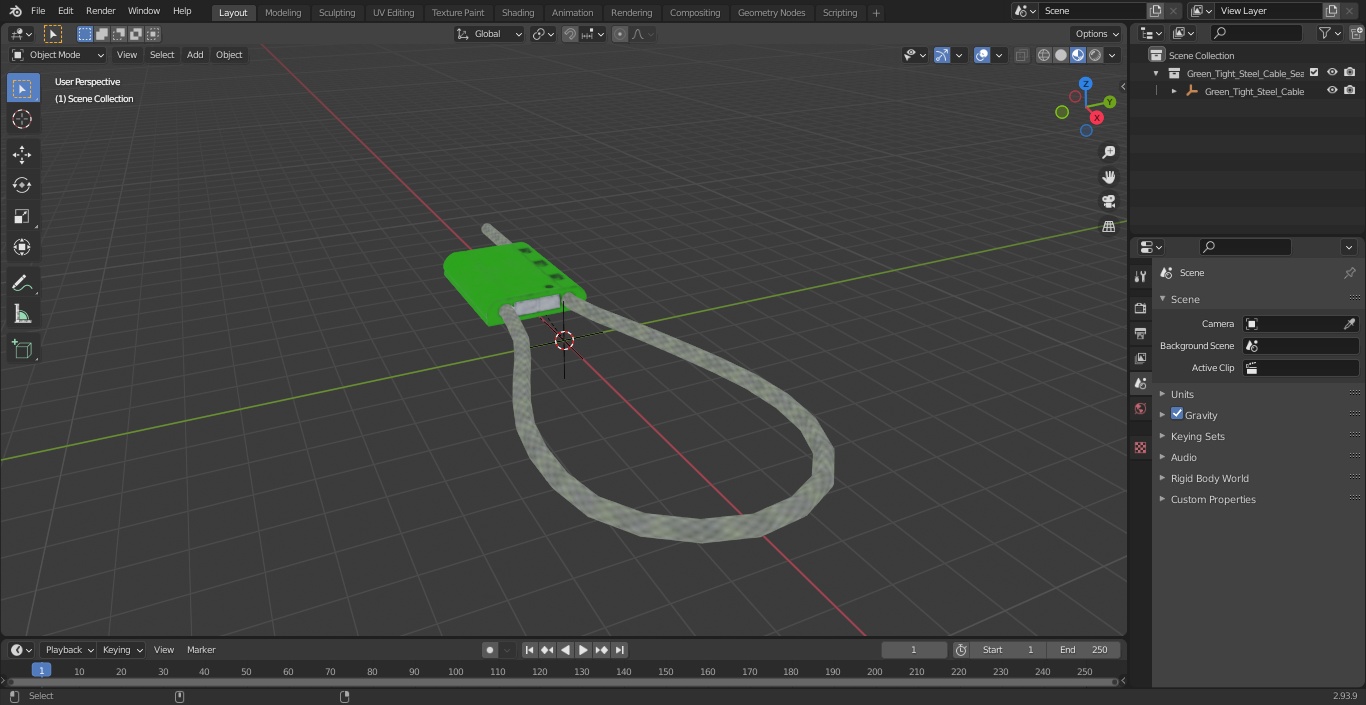 3D Green Tight Steel Cable Seal Loop model