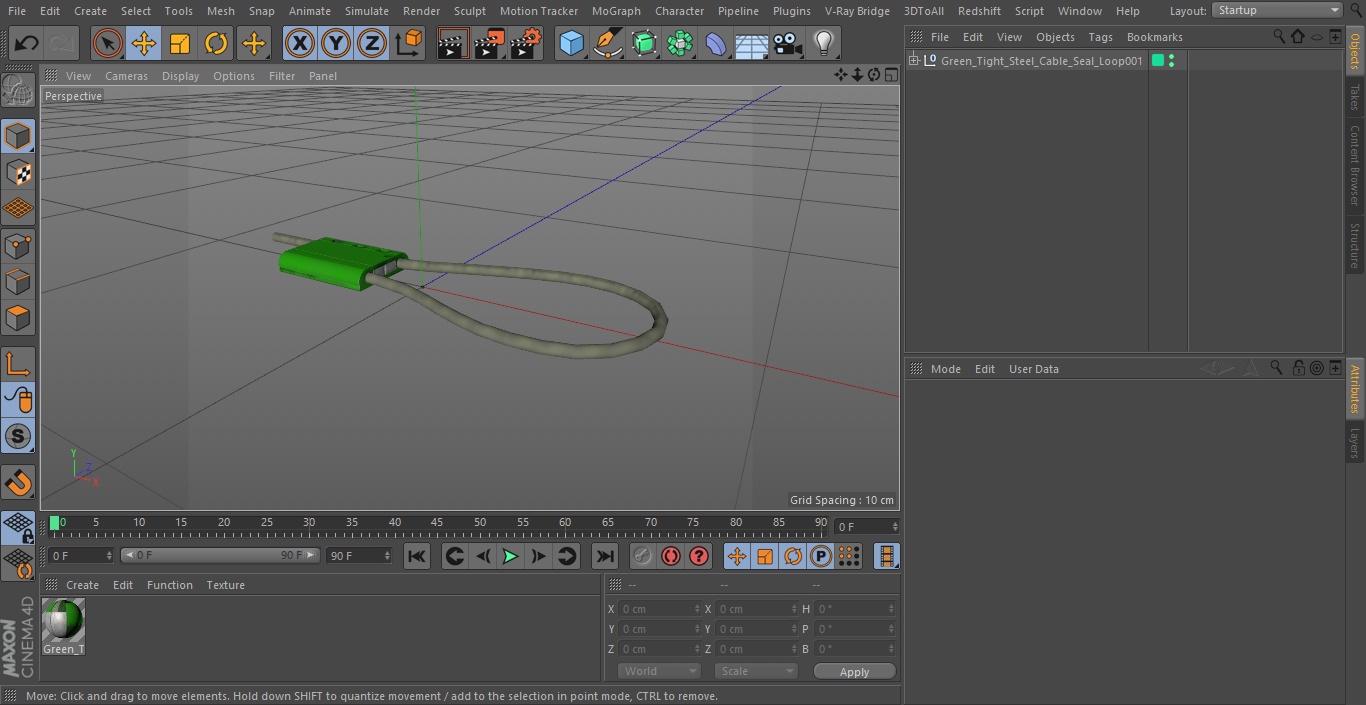 3D Green Tight Steel Cable Seal Loop model