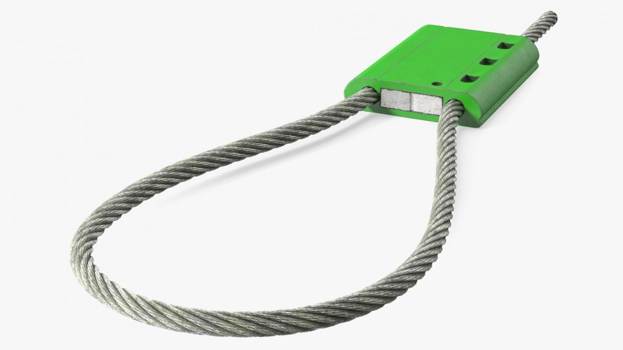 3D Green Tight Steel Cable Seal Loop model