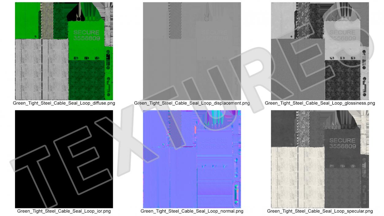 3D Green Tight Steel Cable Seal Loop model