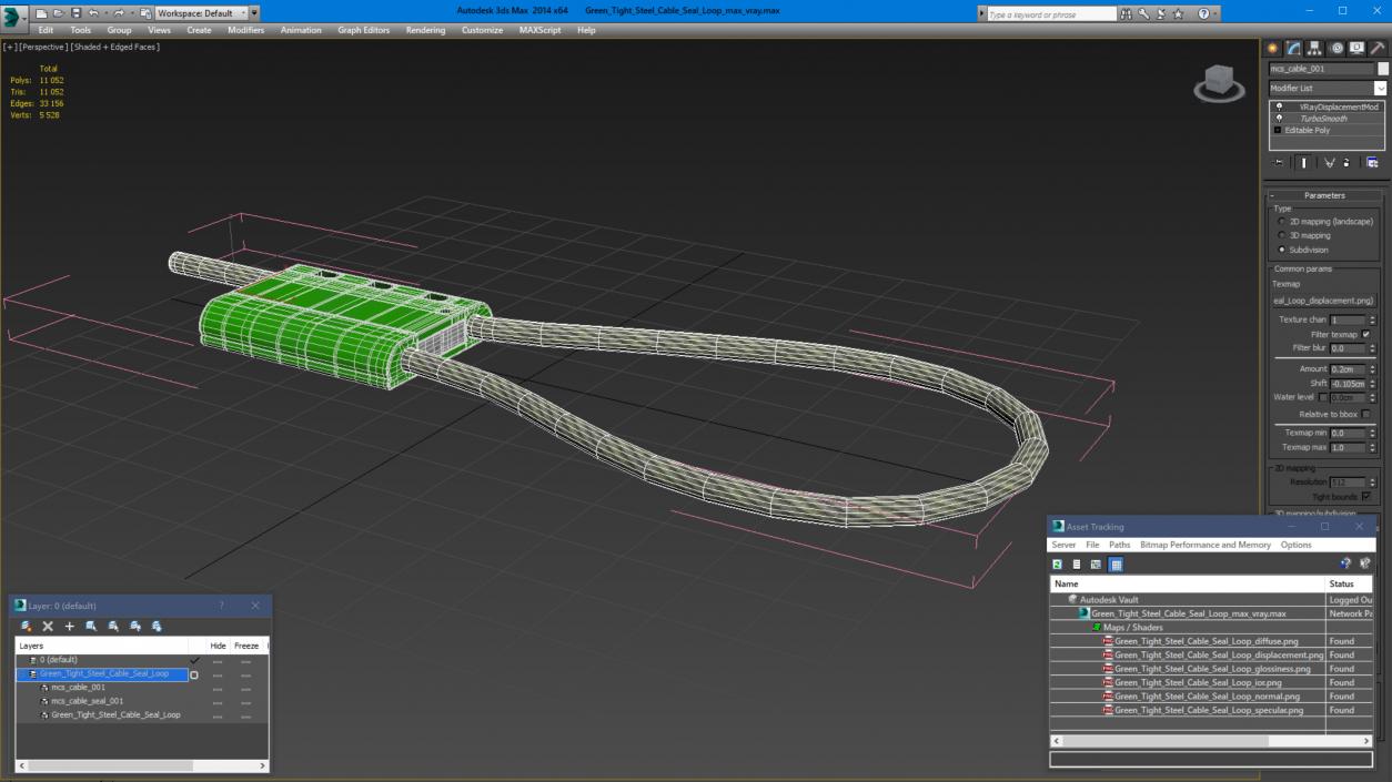 3D Green Tight Steel Cable Seal Loop model