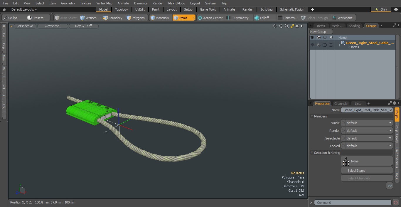 3D Green Tight Steel Cable Seal Loop model