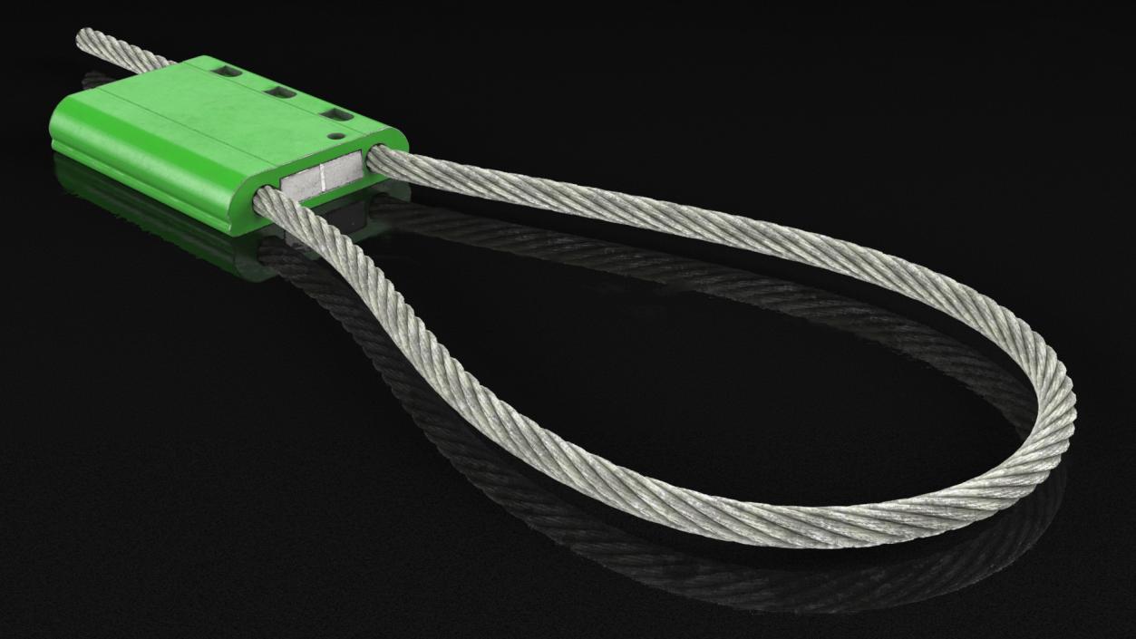 3D Green Tight Steel Cable Seal Loop model