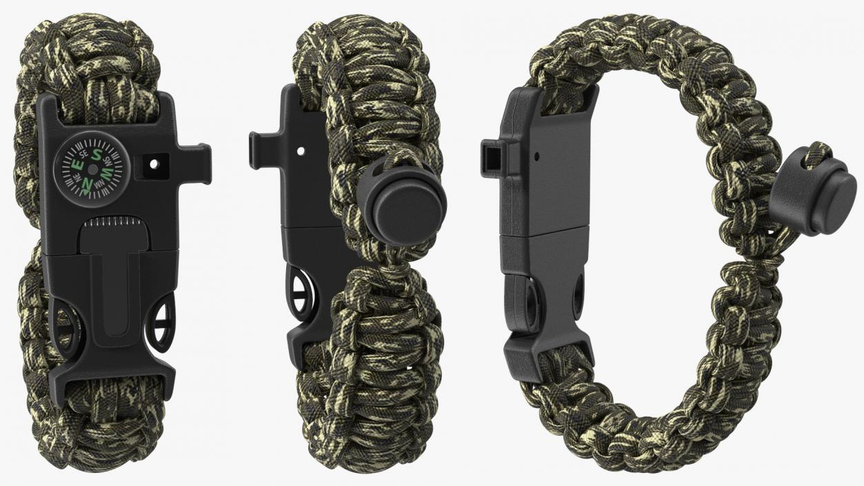 3D Paracord Survival Bracelet Camo