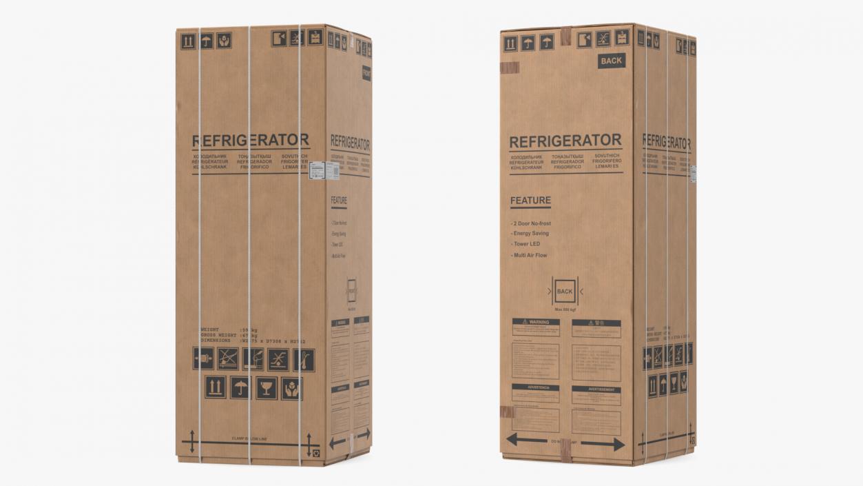 Old Fridge Cardboard Package Box 3D