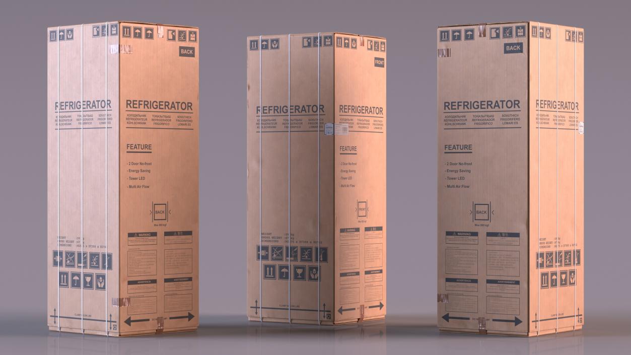 Old Fridge Cardboard Package Box 3D