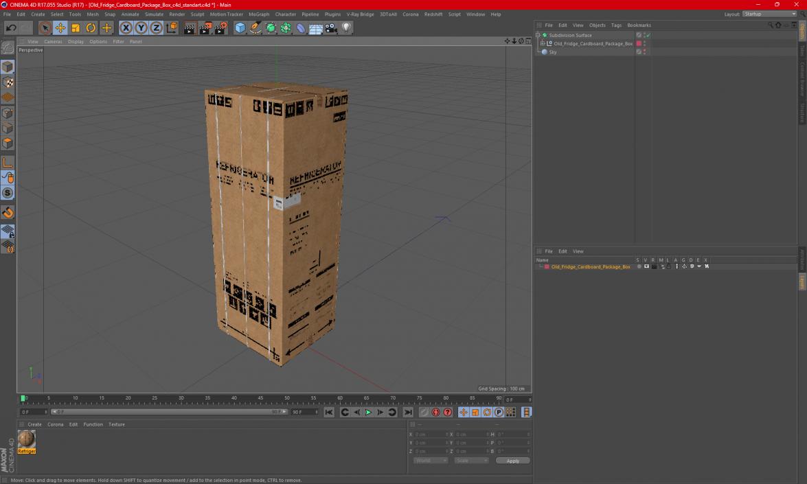 Old Fridge Cardboard Package Box 3D