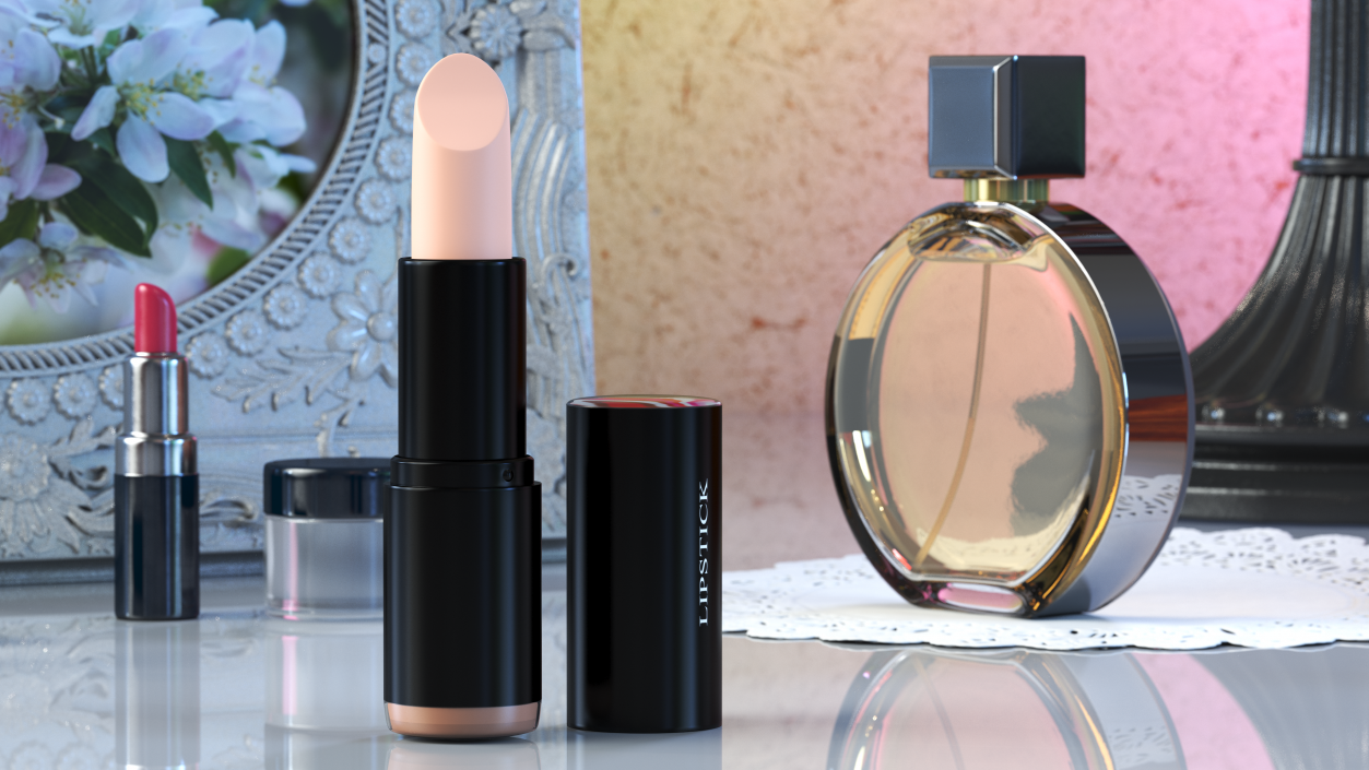 3D model Coral Round Lipstick Open