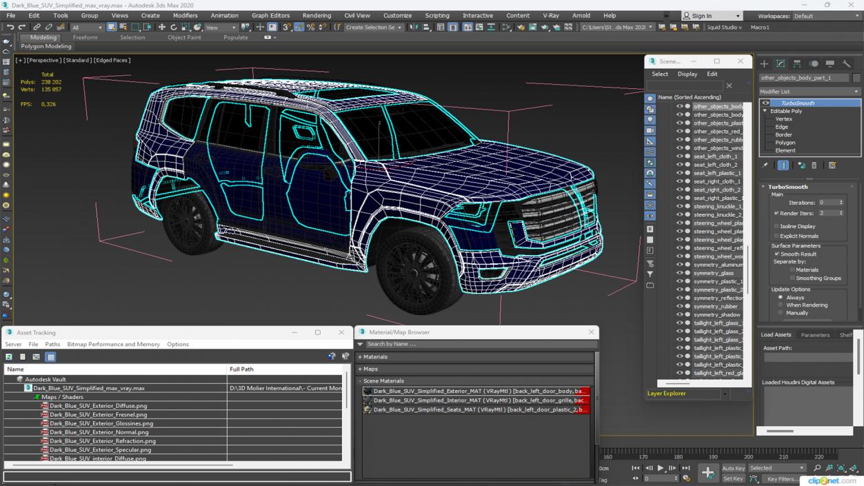 3D model Dark Blue  SUV Simplified