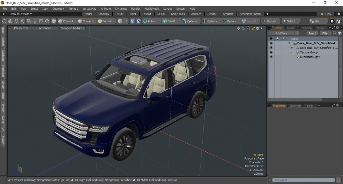 3D model Dark Blue  SUV Simplified