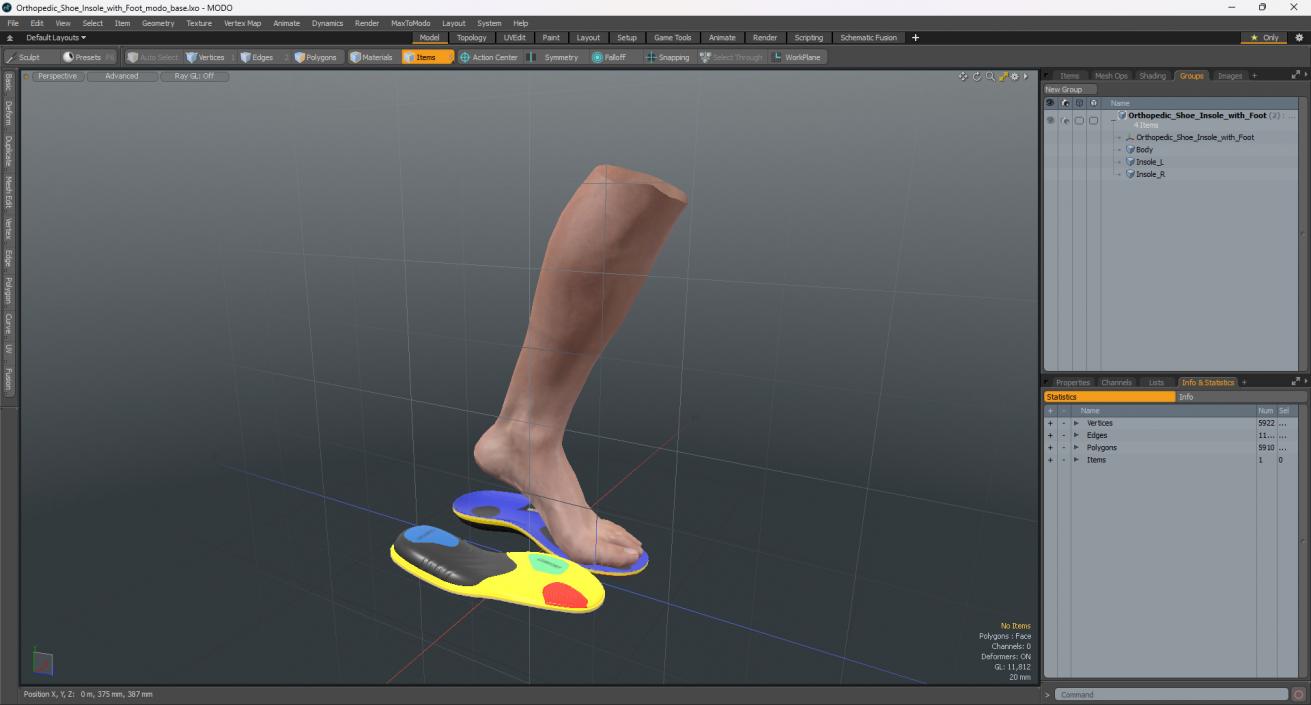 Orthopedic Shoe Insole with Foot 3D