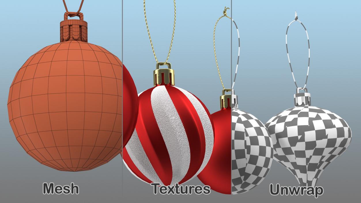 3D Assorted Christmas Ball Ornament Set