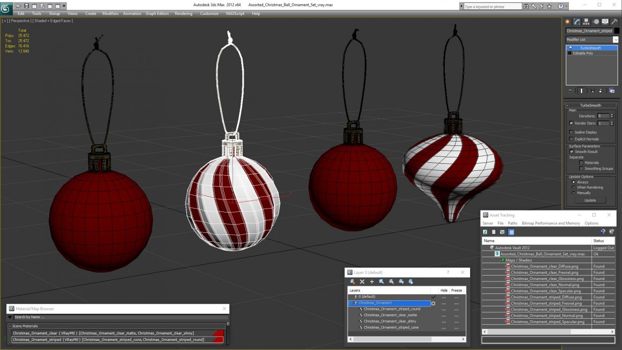 3D Assorted Christmas Ball Ornament Set