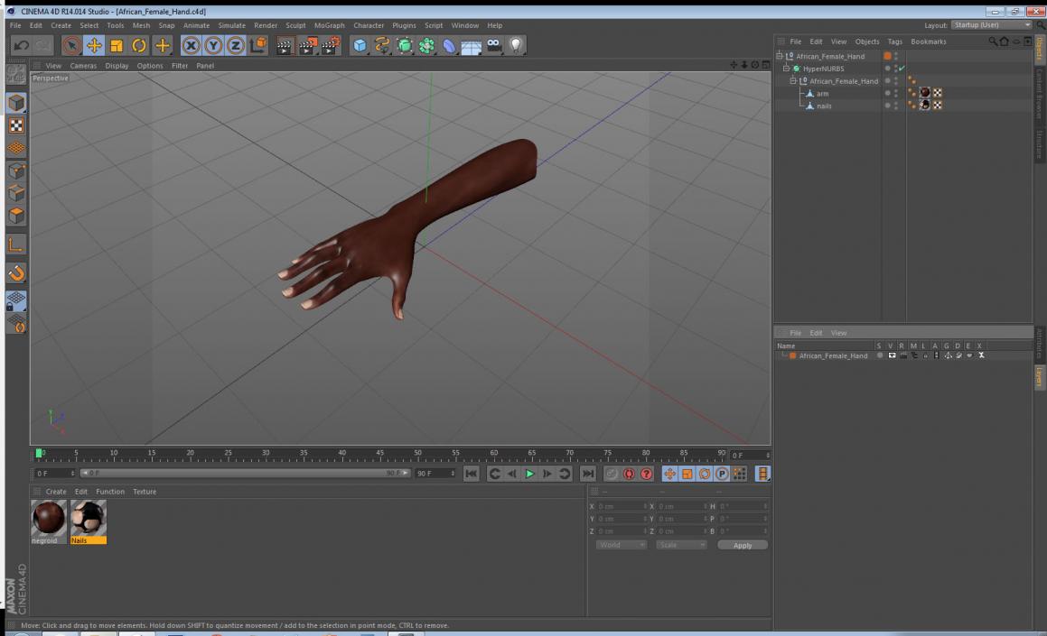 African Female Hand 3D model