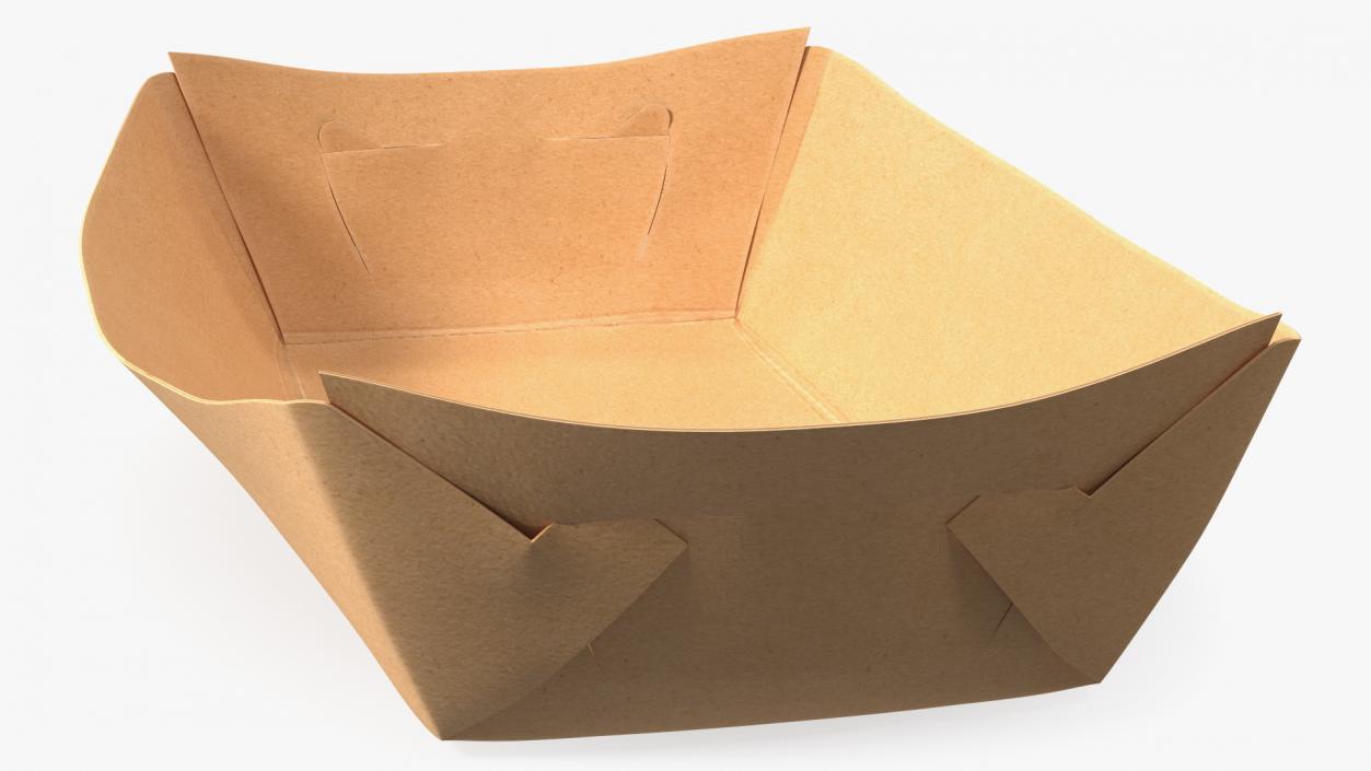 Disposable Brown Paper Food Tray 3D