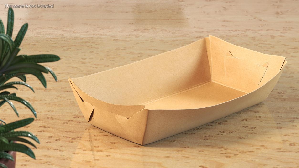 Disposable Brown Paper Food Tray 3D