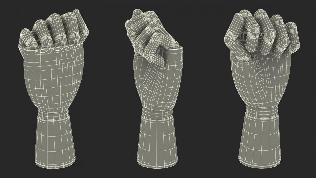 3D Wooden Hand for Drawing Fist Pose model