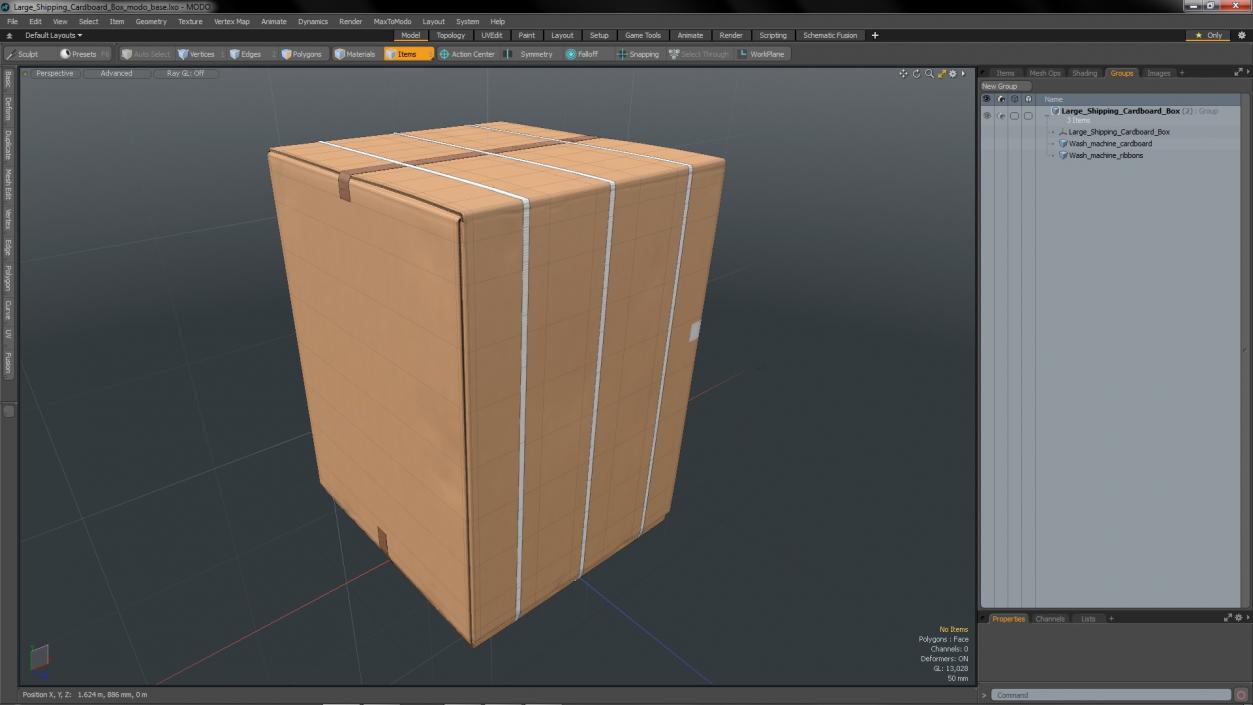 3D Large Shipping Cardboard Box model