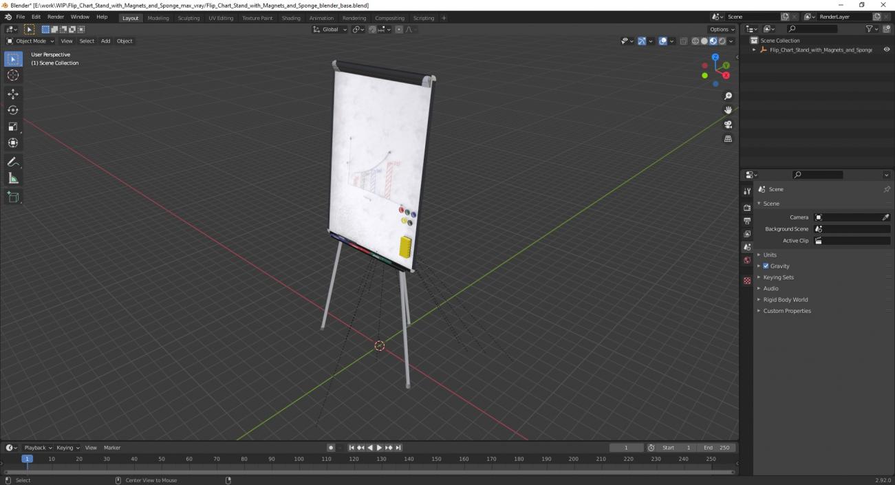 3D model Flip Chart Stand with Magnets and Sponge