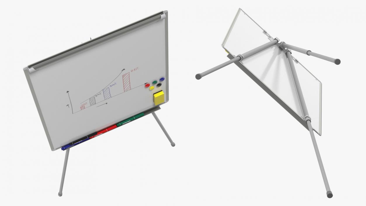 3D model Flip Chart Stand with Magnets and Sponge