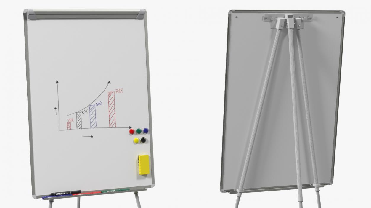 3D model Flip Chart Stand with Magnets and Sponge