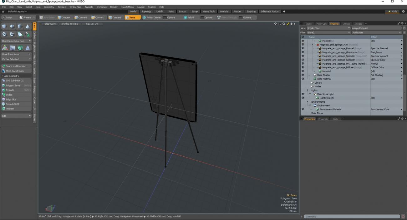 3D model Flip Chart Stand with Magnets and Sponge