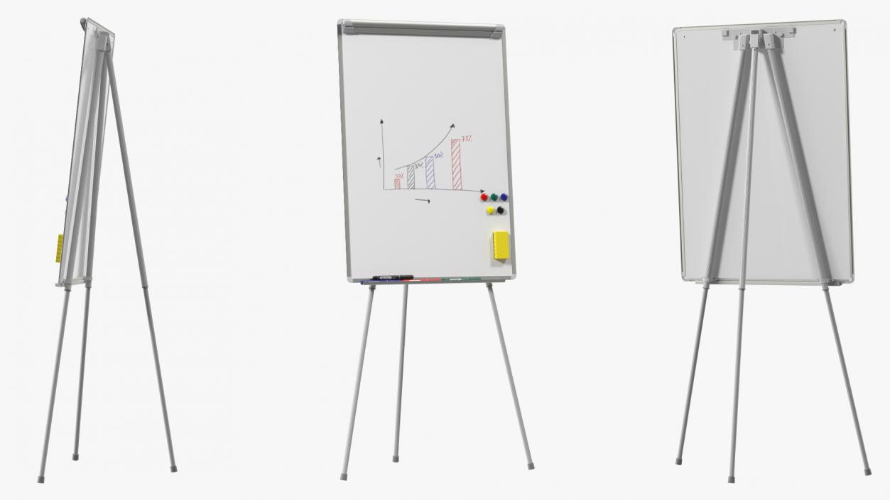 3D model Flip Chart Stand with Magnets and Sponge