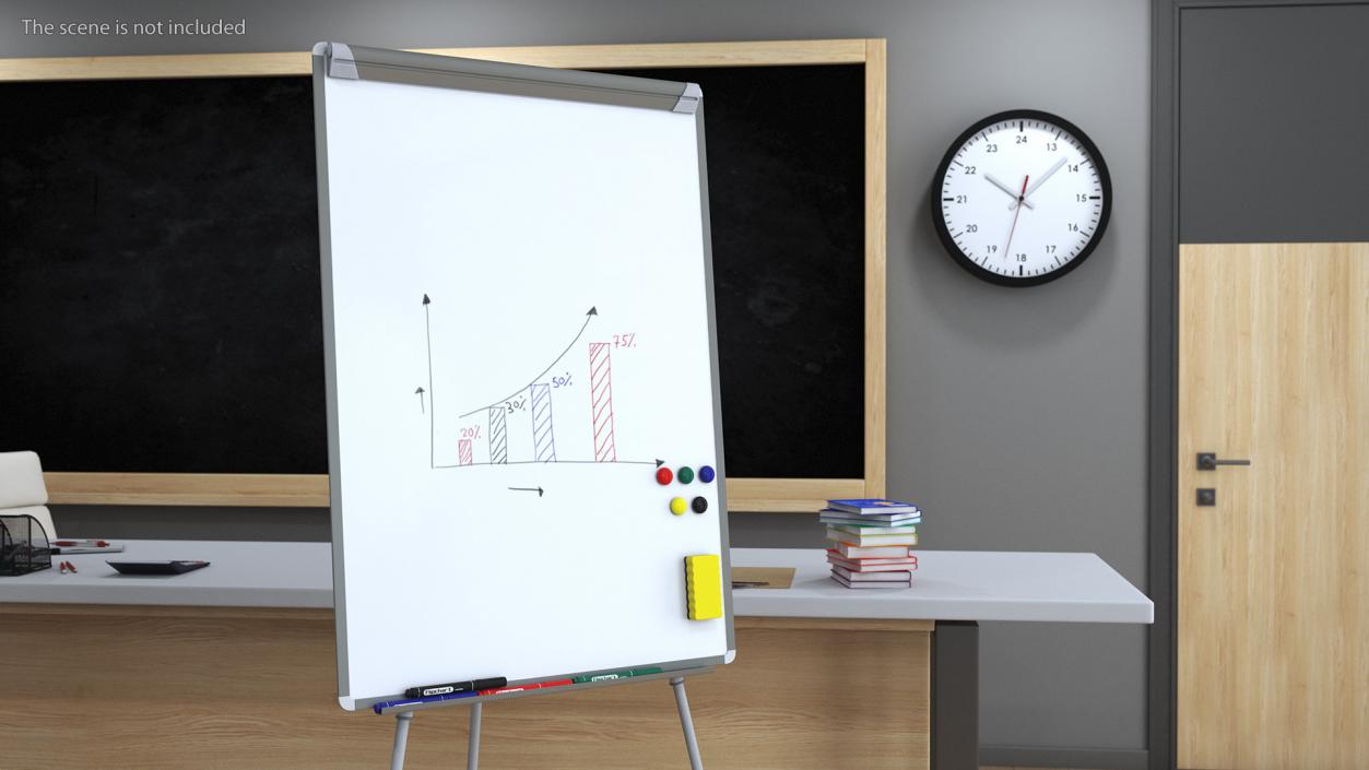 3D model Flip Chart Stand with Magnets and Sponge