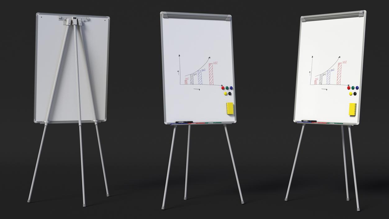 3D model Flip Chart Stand with Magnets and Sponge