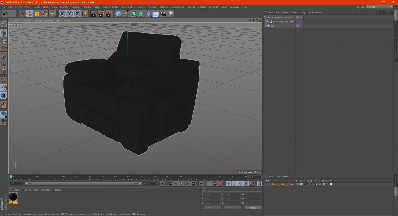 Black Leather Chair 3D model