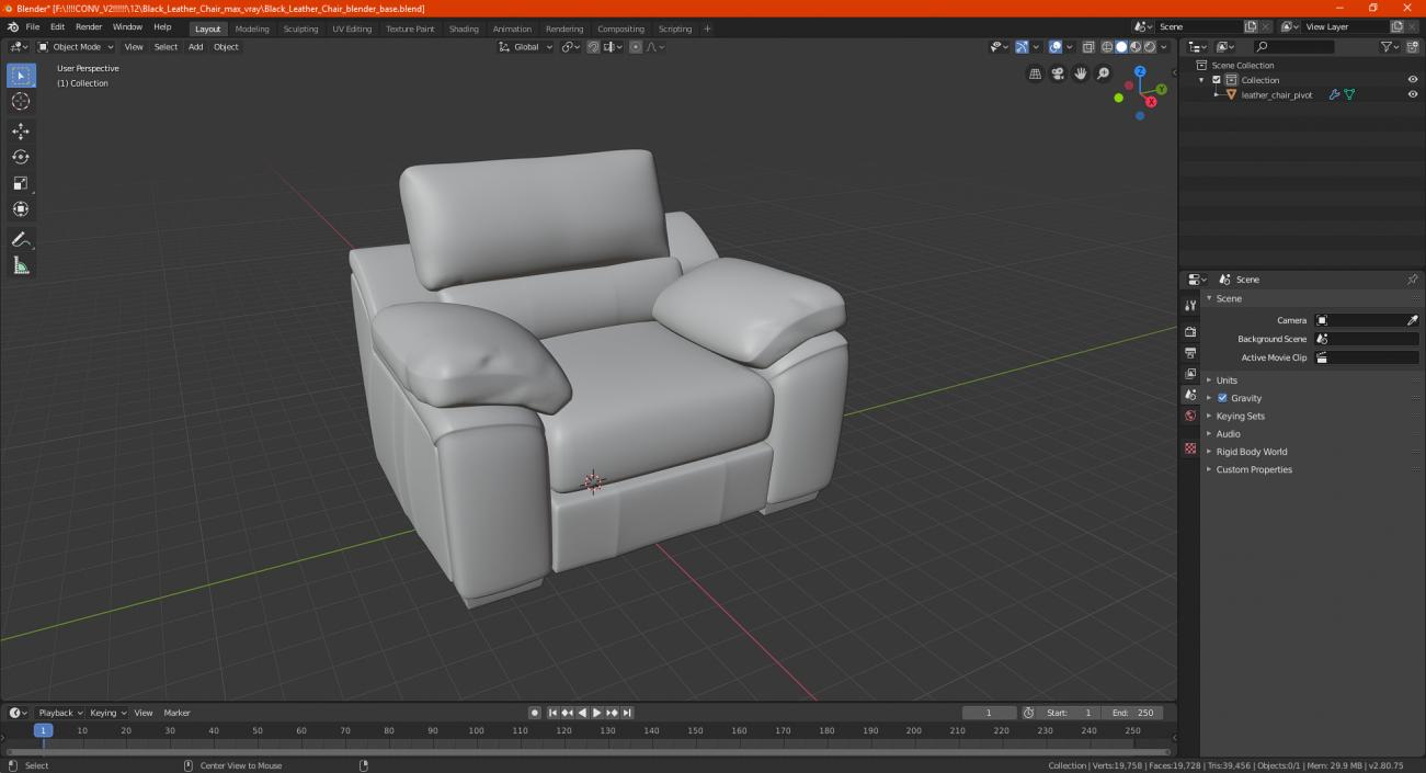 Black Leather Chair 3D model