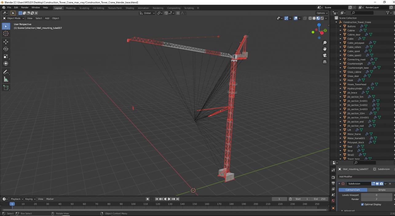 3D Construction Tower Crane 2