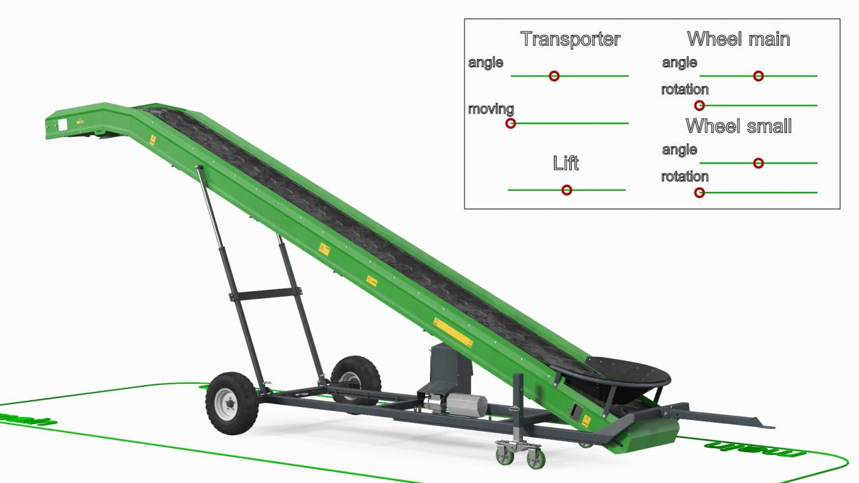 3D Farm Conveyor Belt System Dusty Rigged model