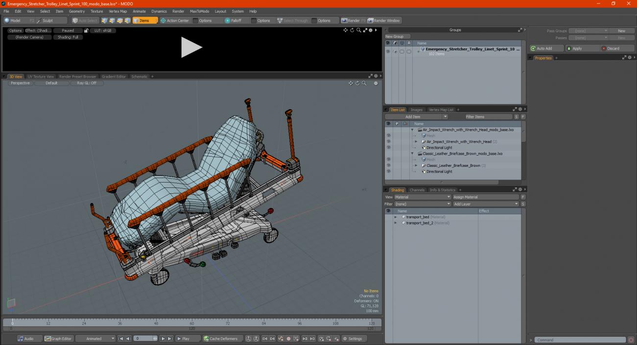 Emergency Stretcher Trolley Linet Sprint 100 3D model