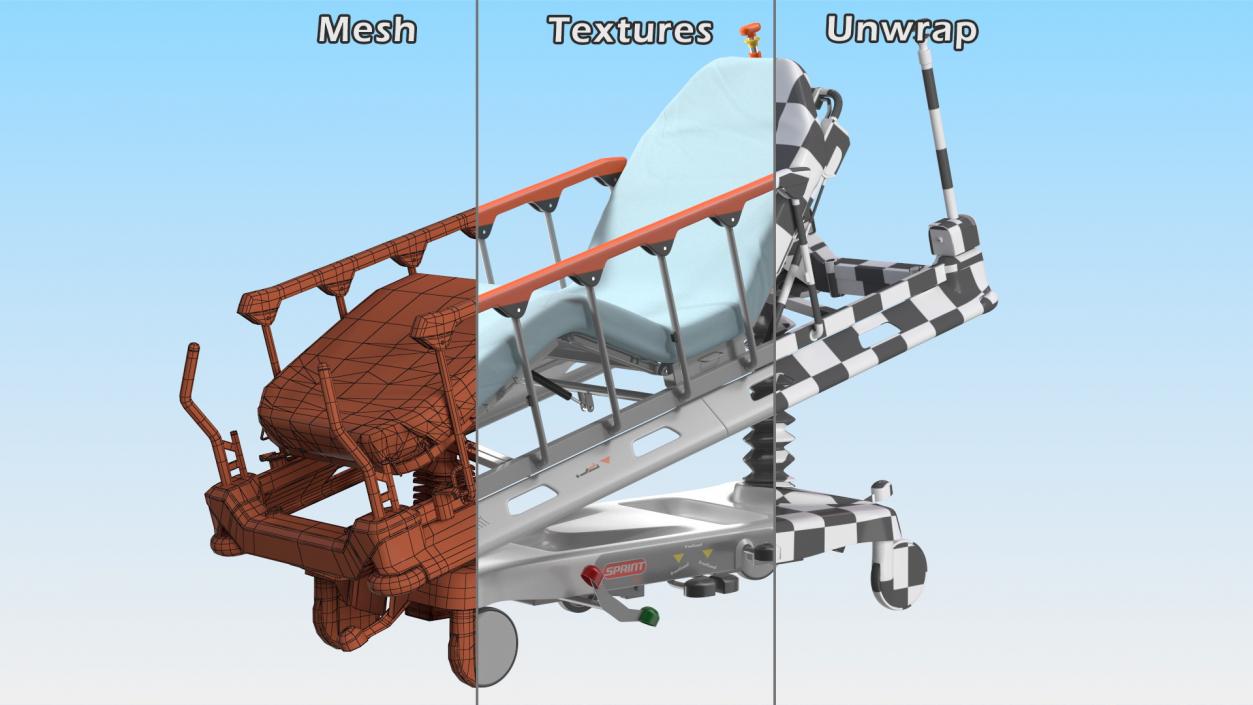 Emergency Stretcher Trolley Linet Sprint 100 3D model