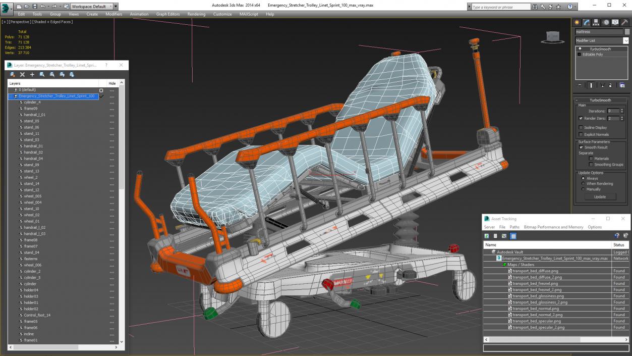 Emergency Stretcher Trolley Linet Sprint 100 3D model