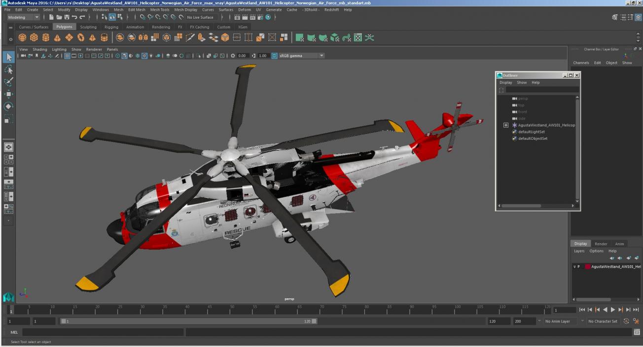 3D AgustaWestland AW101 Helicopter Norwegian Air Force