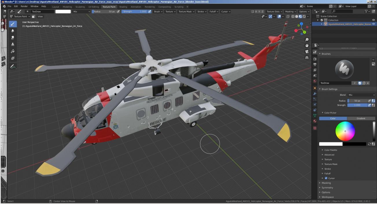 3D AgustaWestland AW101 Helicopter Norwegian Air Force