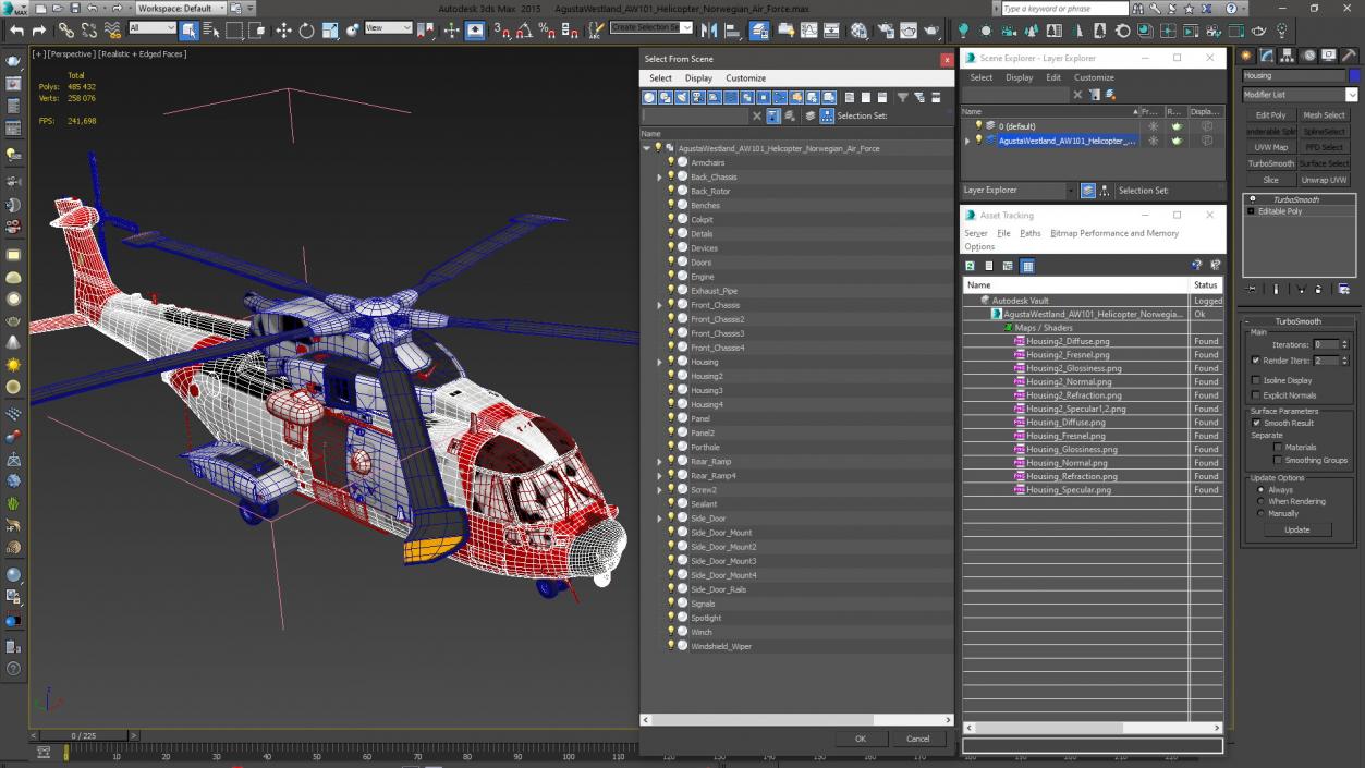 3D AgustaWestland AW101 Helicopter Norwegian Air Force