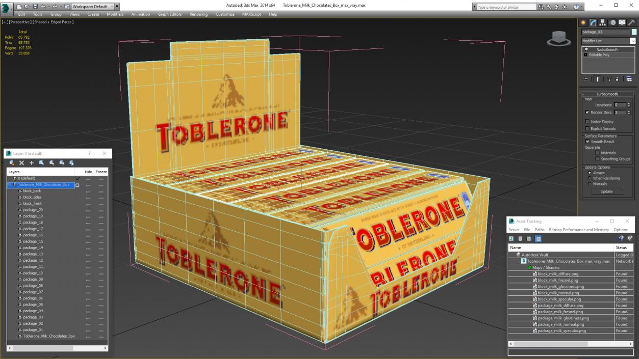 Toblerone Milk Chocolates Box 3D model